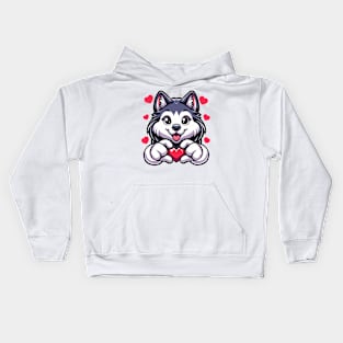 Siberian Husky Dog Heart Valentine_s Day Kids Girls Boys Kids Hoodie